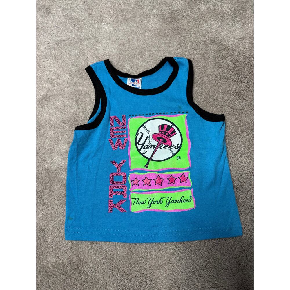 Vintage New York Yankees Park Bench Kids MLB Tank Top 4T Blue